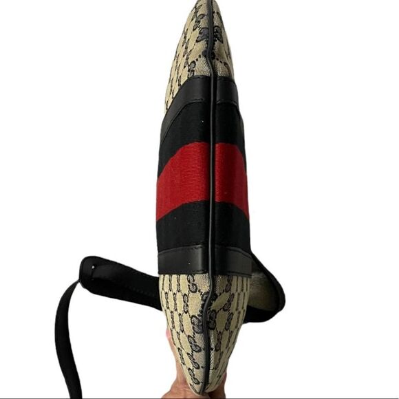 Gucci Monogram Vintage Web Medium Half Moon Hobo Handbag Crossbody - Picture 9 of 14